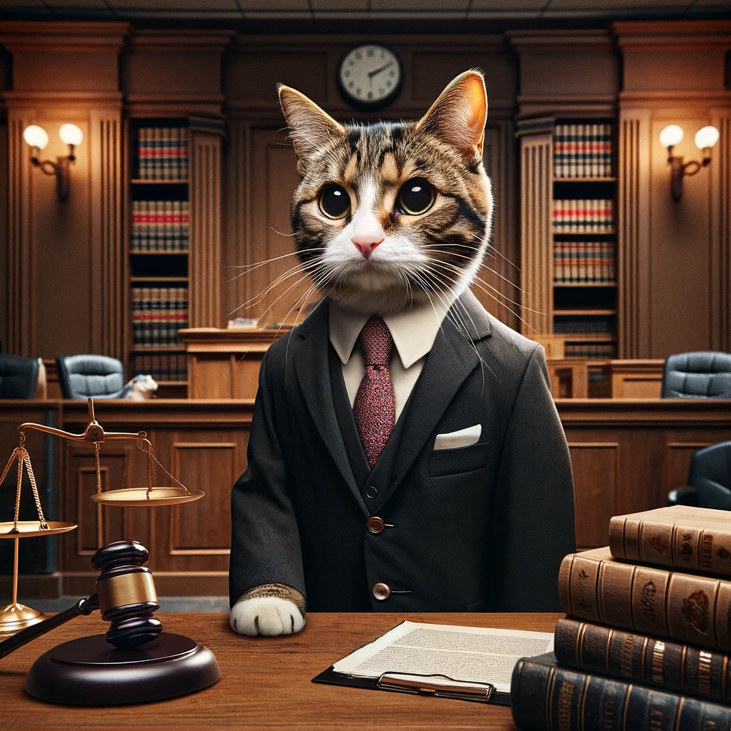 cat lawyer in court